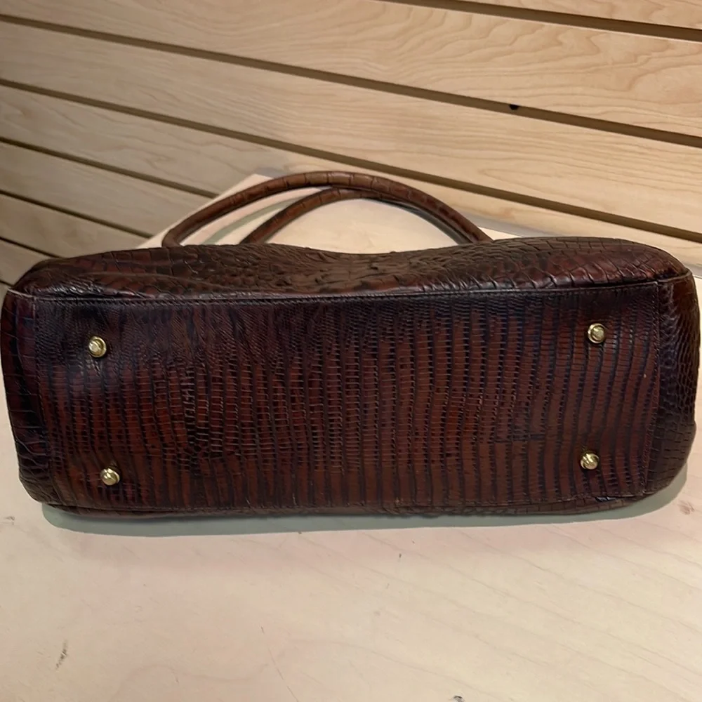 Women’s Brahmin Brown Croc/Lizard Print Leather Satchel Bag
